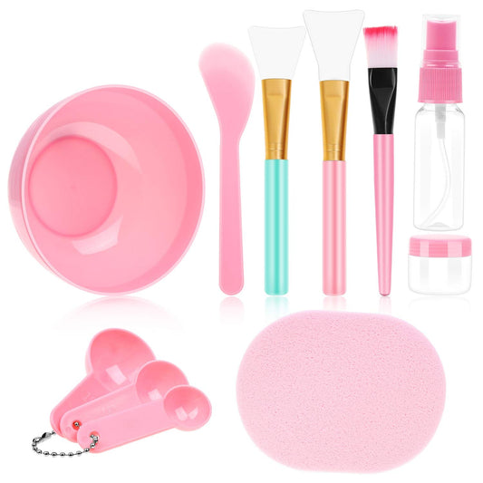 Set de 11 accesorios para preparar y aplicar mascarillas faciales: cuencos, espátula, cepillo de silicona y más - Anezus. Ideal para cuidar tu piel en casa de forma profesional.
