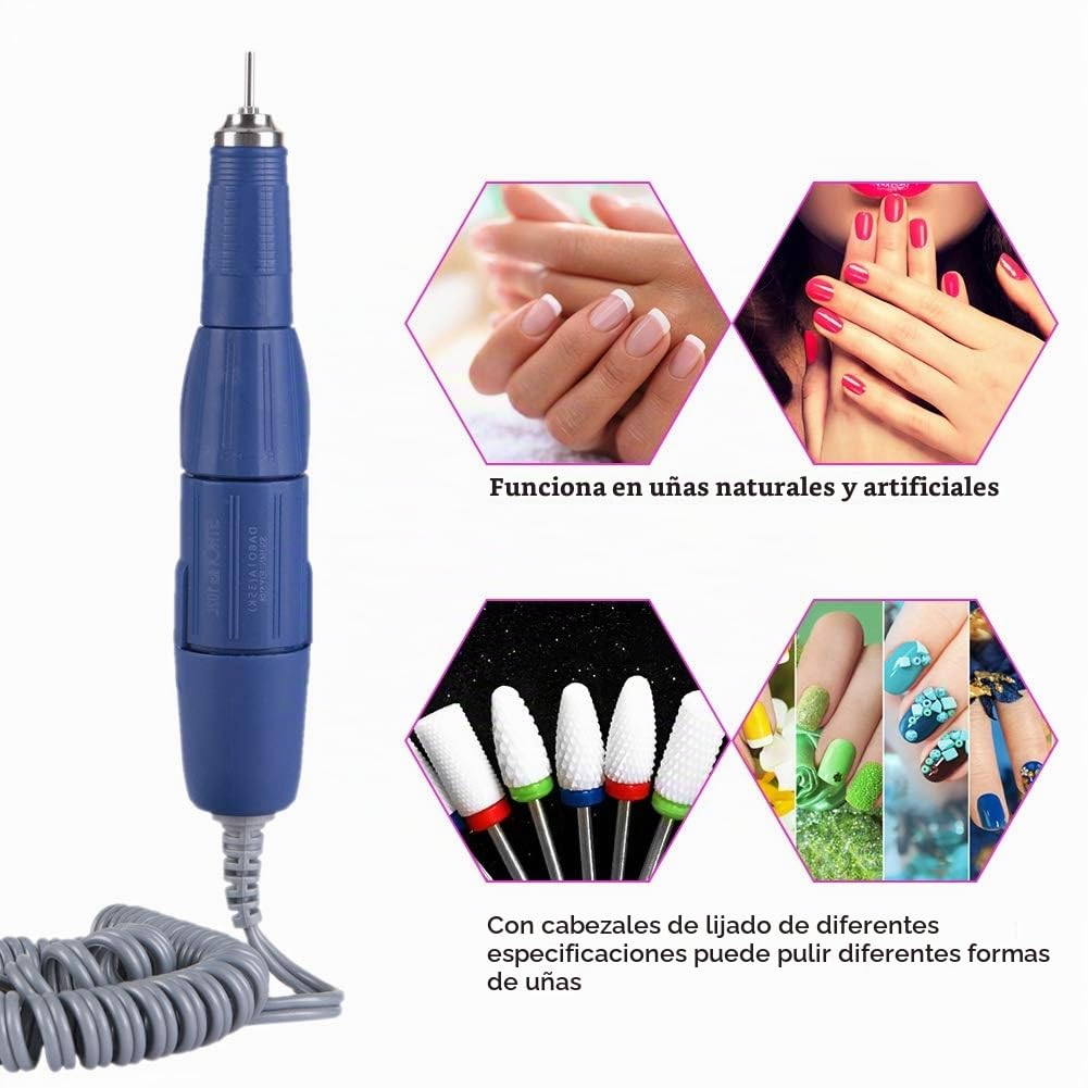 Mango para Taladro Eléctrico de Uñas Azul Mango 102L-2.35mm de Acero Inoxidable para Uso Profesional y Hogar