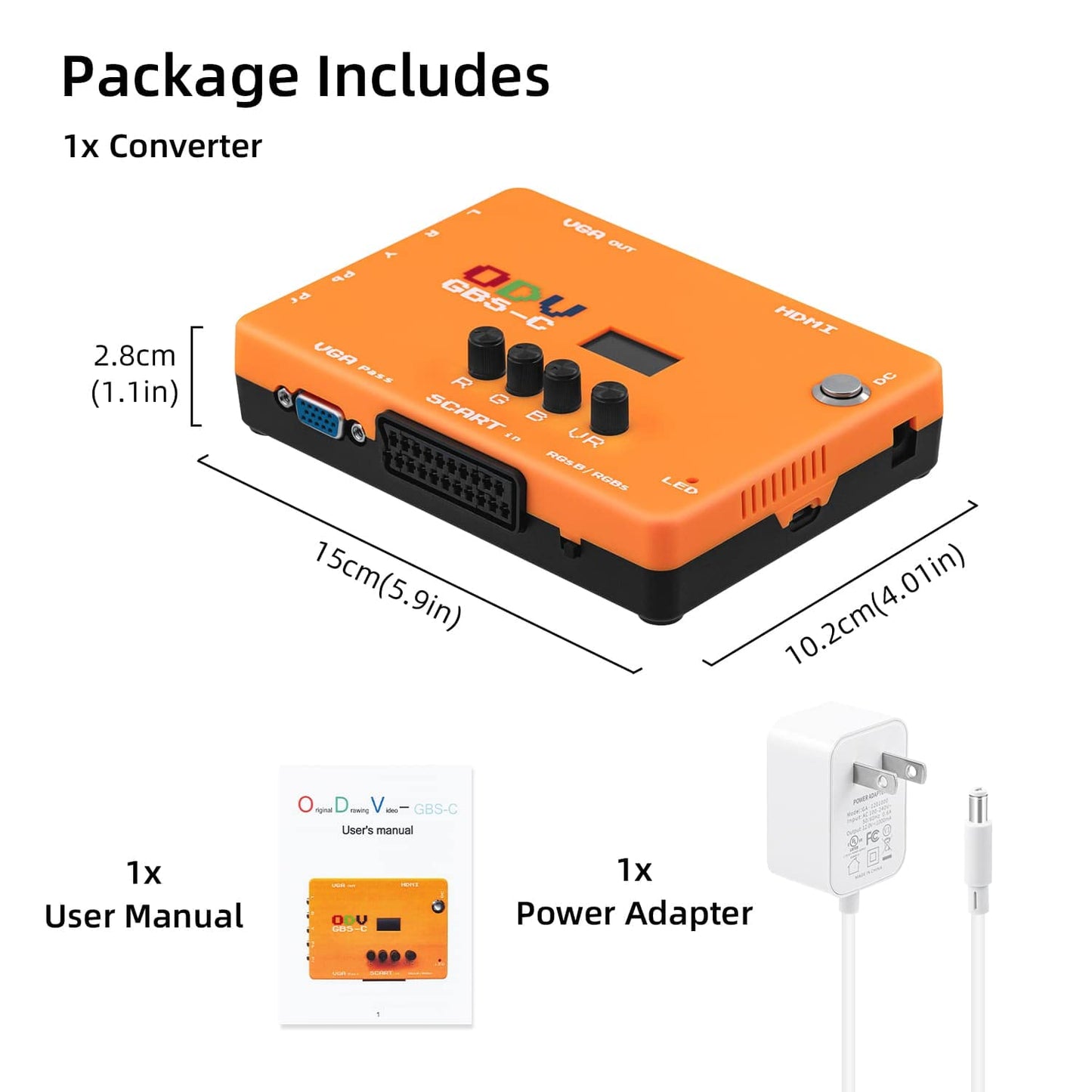Mcbazel ODV GBS-C Convertidor componente/VGA/Scart a VGA/HDMI Scan Converter GBS Control para consola de juegos retro YPbPR/señales RGB a señales HDMI/VGA OSSC X