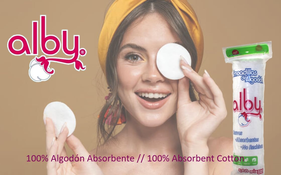 Almohadilla Facial Alby Algodón Desmaquillante Absorbente e Hipoalergénica Cuidado Personal 600 Piezas