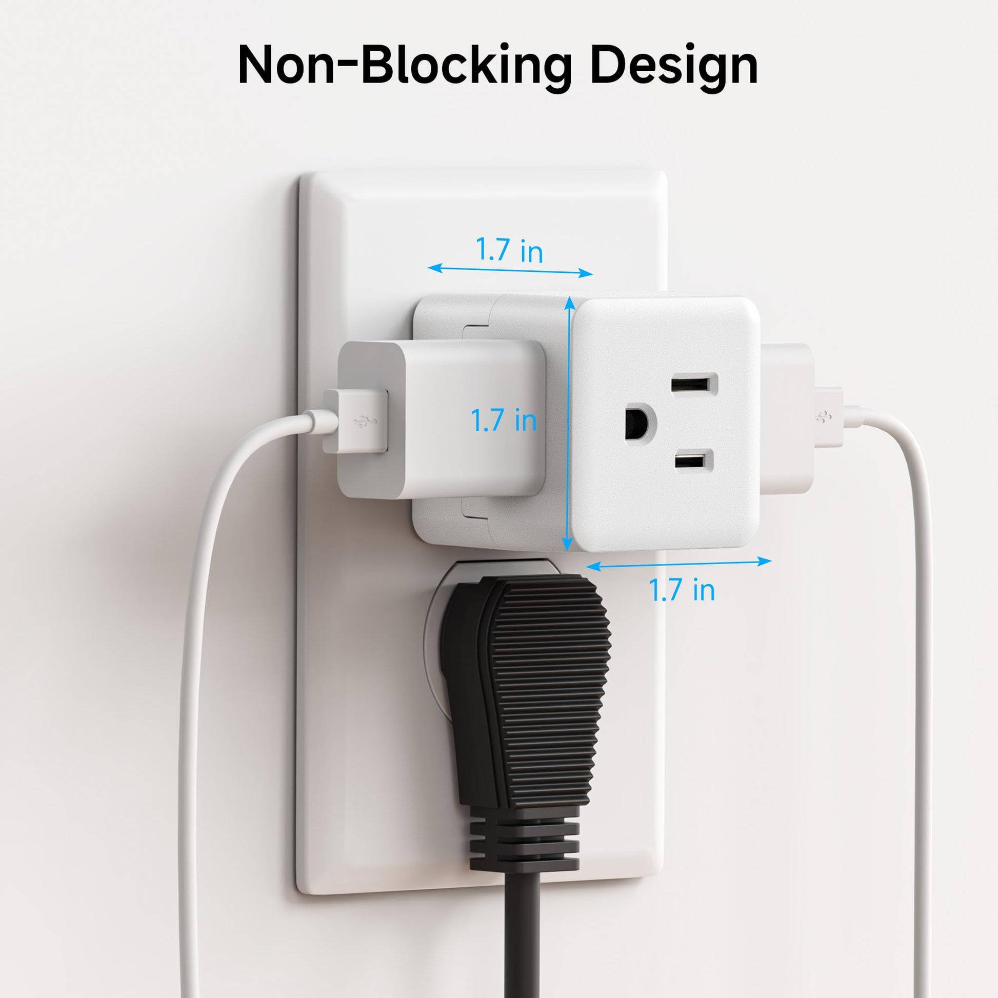 Cable Matters Paquete de 3 adaptadores Power Cube de 3 Salidas con conexión a Tierra en Blanco