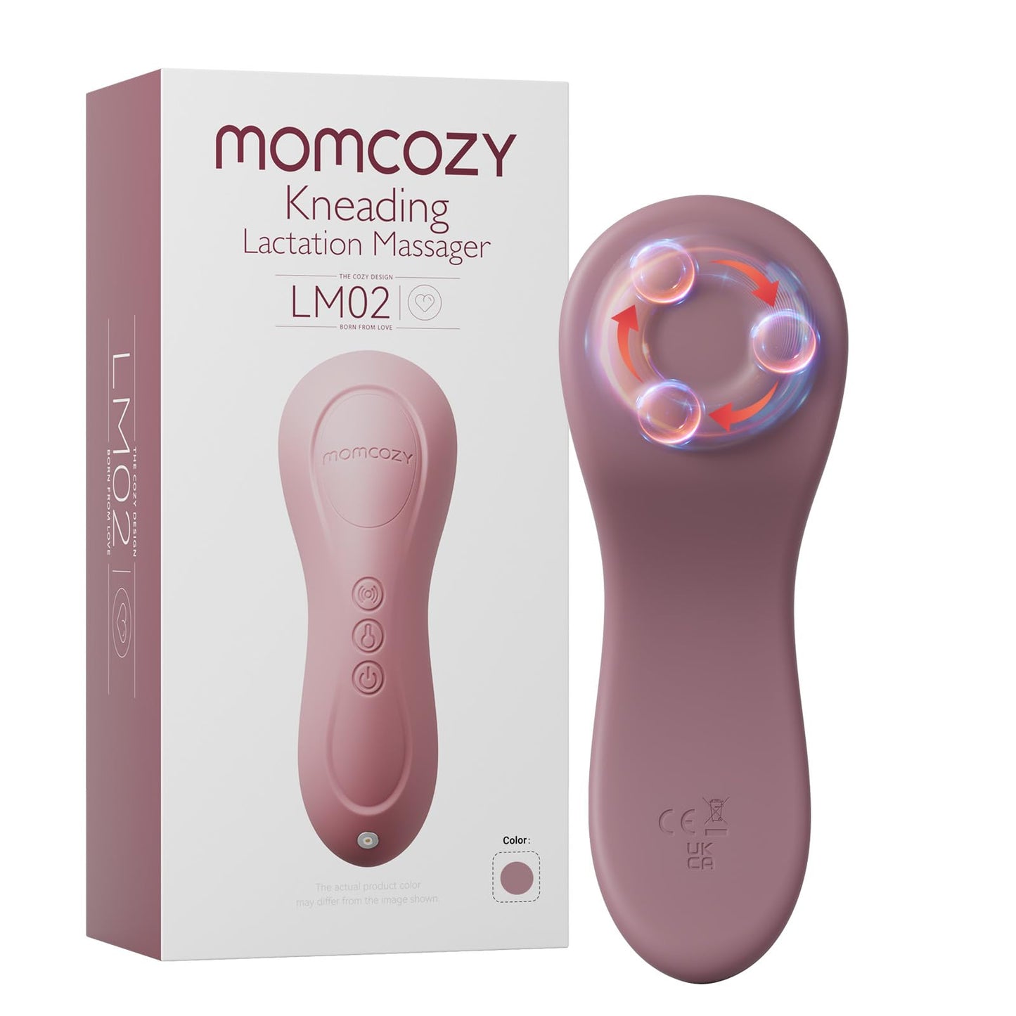 Momcozy - Masajeador de lactancia rodante con calor, 3 en 1 para aliviar los conductos obstruidos, mejora el flujo de leche, rosa polvorienta