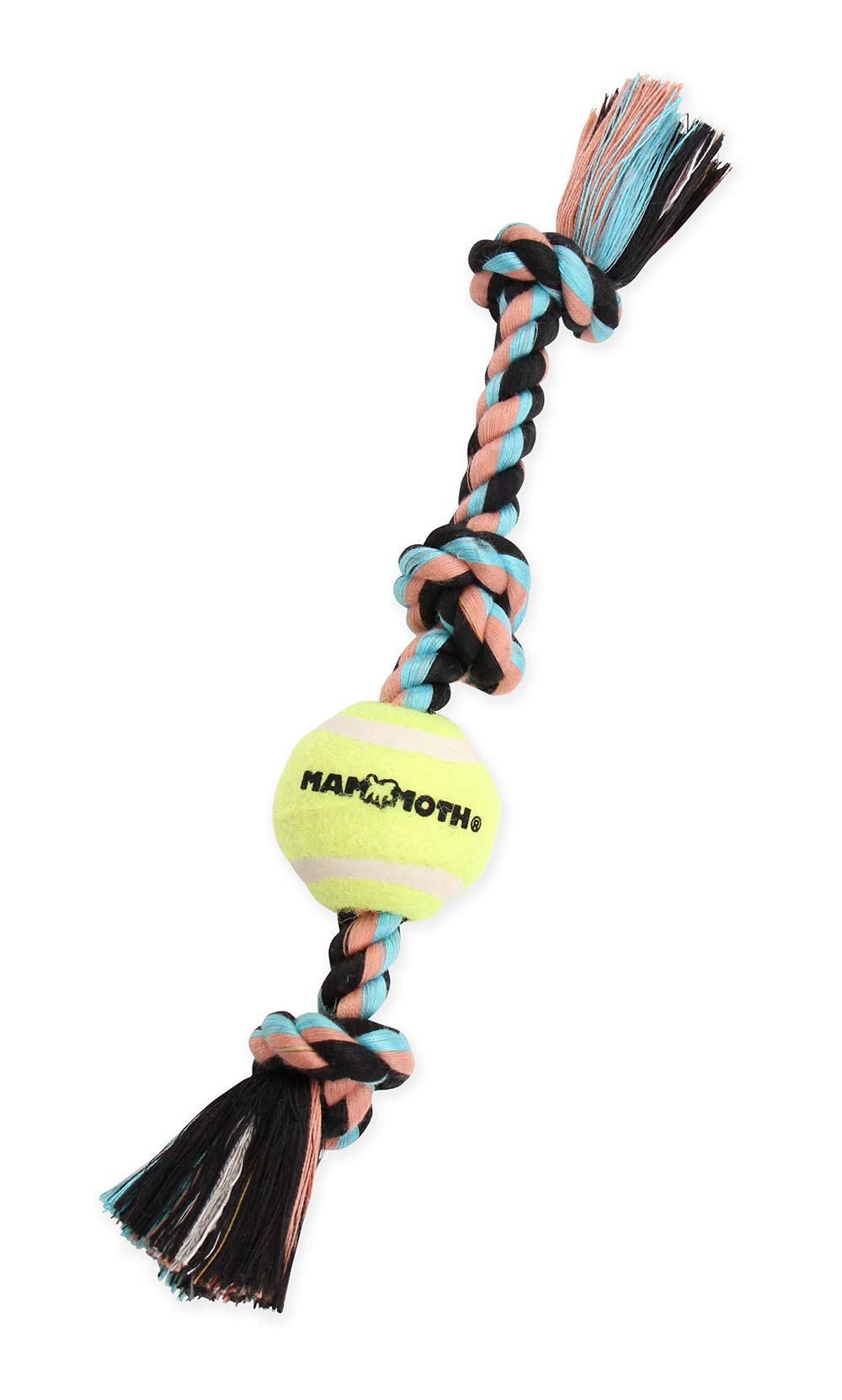 Mammoth Flossy Chews Color 3-Knot Tug with Tennis Ball, Pequeño