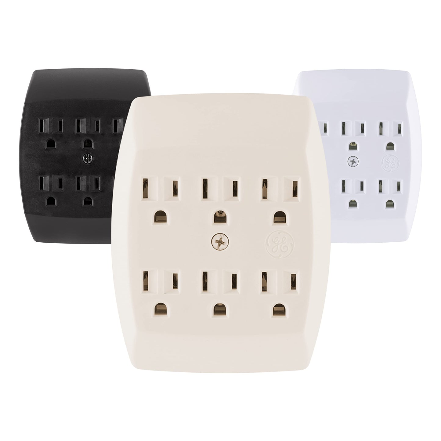 GE Adaptador de Tierra para pared con 6 enchufes Ivory