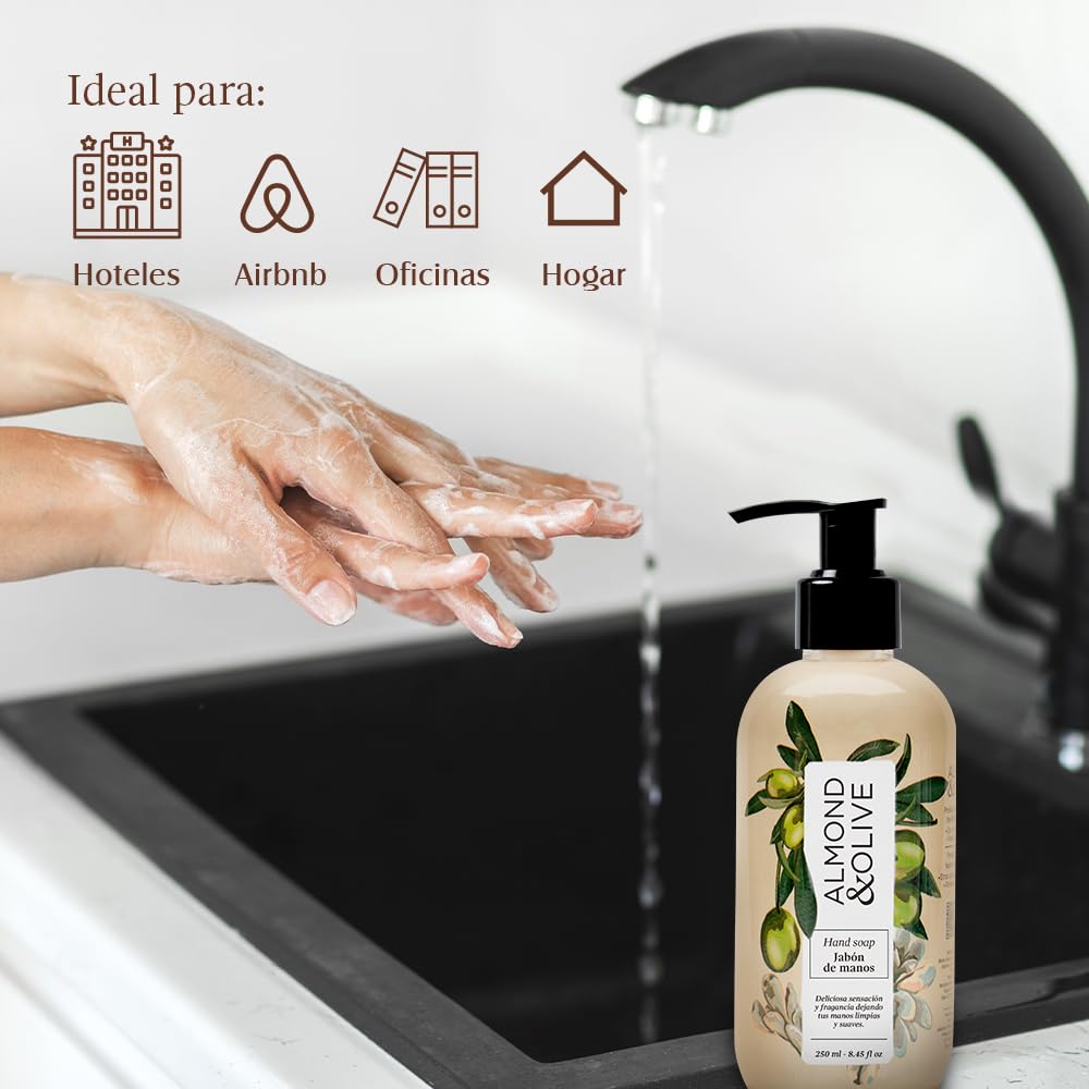 Jypesa | Jabón de manos Almond and Olive 250 ml, Airbnb, Ideal para todo tipo de piel