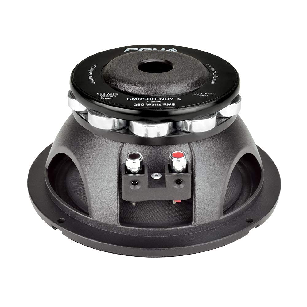 PRV Audio 6MR500-NDY-4 Neodymium 6.5" Mid Range 4 ohms Pro Audio Speaker 96dB 250 Watts RMS 2" VC