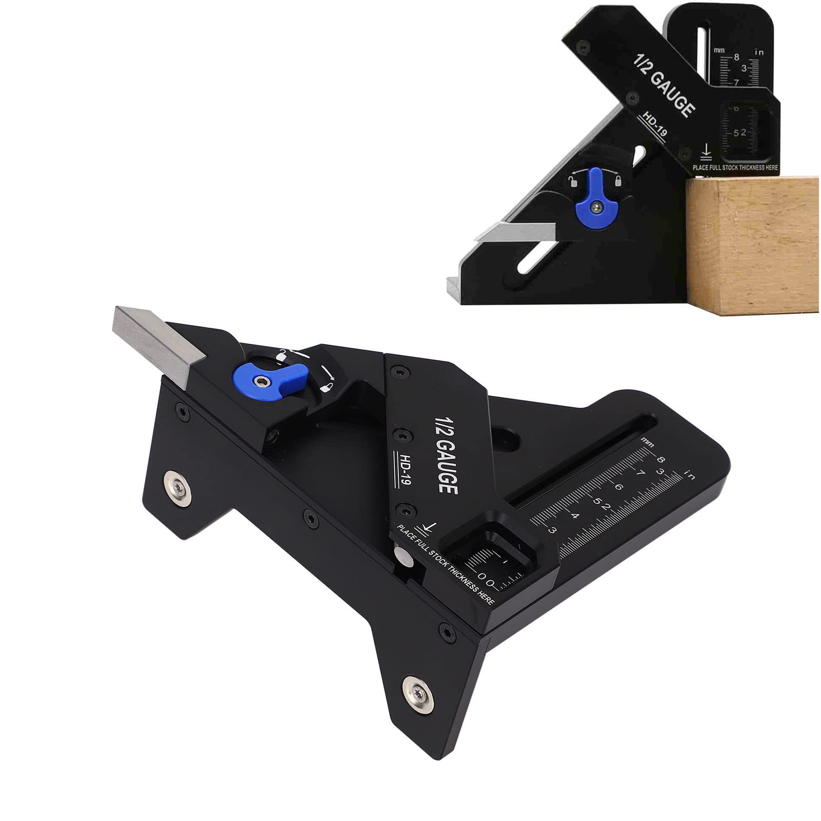Garosa Buscador de Centros de Carpintería Aleación de Aluminio Calibre 1/2 Escala Doble escala Carpintero Trazador Centro de Carpintero