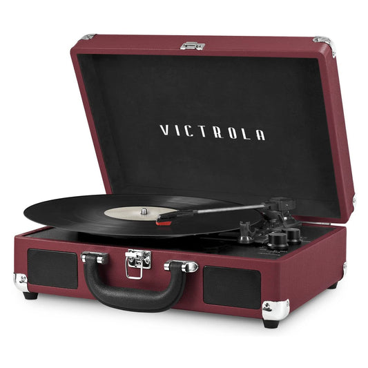 Reproductor de Discos Bluetooth Victrola Rojo con Tocadiscos de 3 Velocidades Tipo Maleta