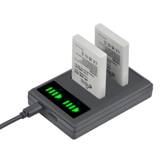 Batería Dual Pickle Power EN-EL5 y Cargador LED para Nikon CoolPix Negra Cámara