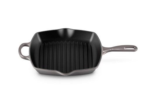 Le Creuset Parrilla cuadrada de hierro fundido esmaltado, 10.25 pulgadas, ostra