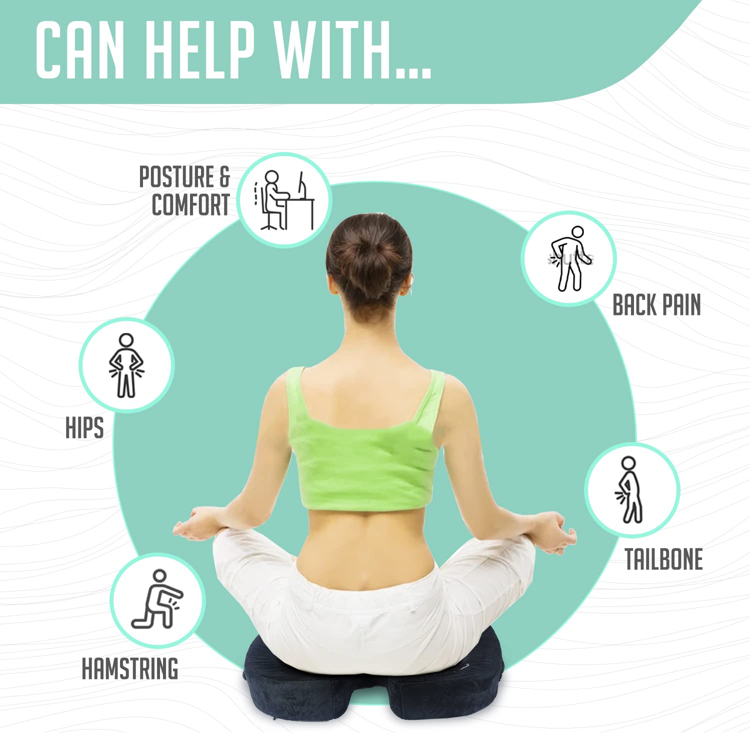 Cushy Tushy Cojín Plegable de piriformis de Alta Calidad, cojín de piriformis y Alivio del Dolor ciático, para Uso en casa y Oficina, Perfecto para Viajes o Conducir, cojín piriformis