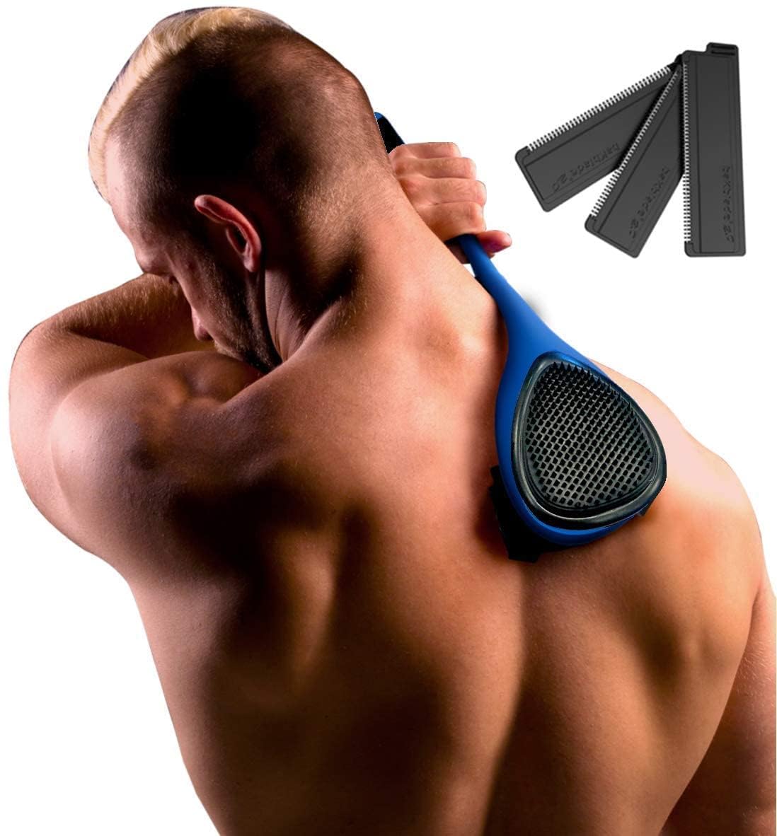 baKblade 2.0 PLUS - Afeitadora de espalda para hombre (bricolaje), mango ergonómico, afeitado húmedo o seco (cuchillas adicionales incluidas)