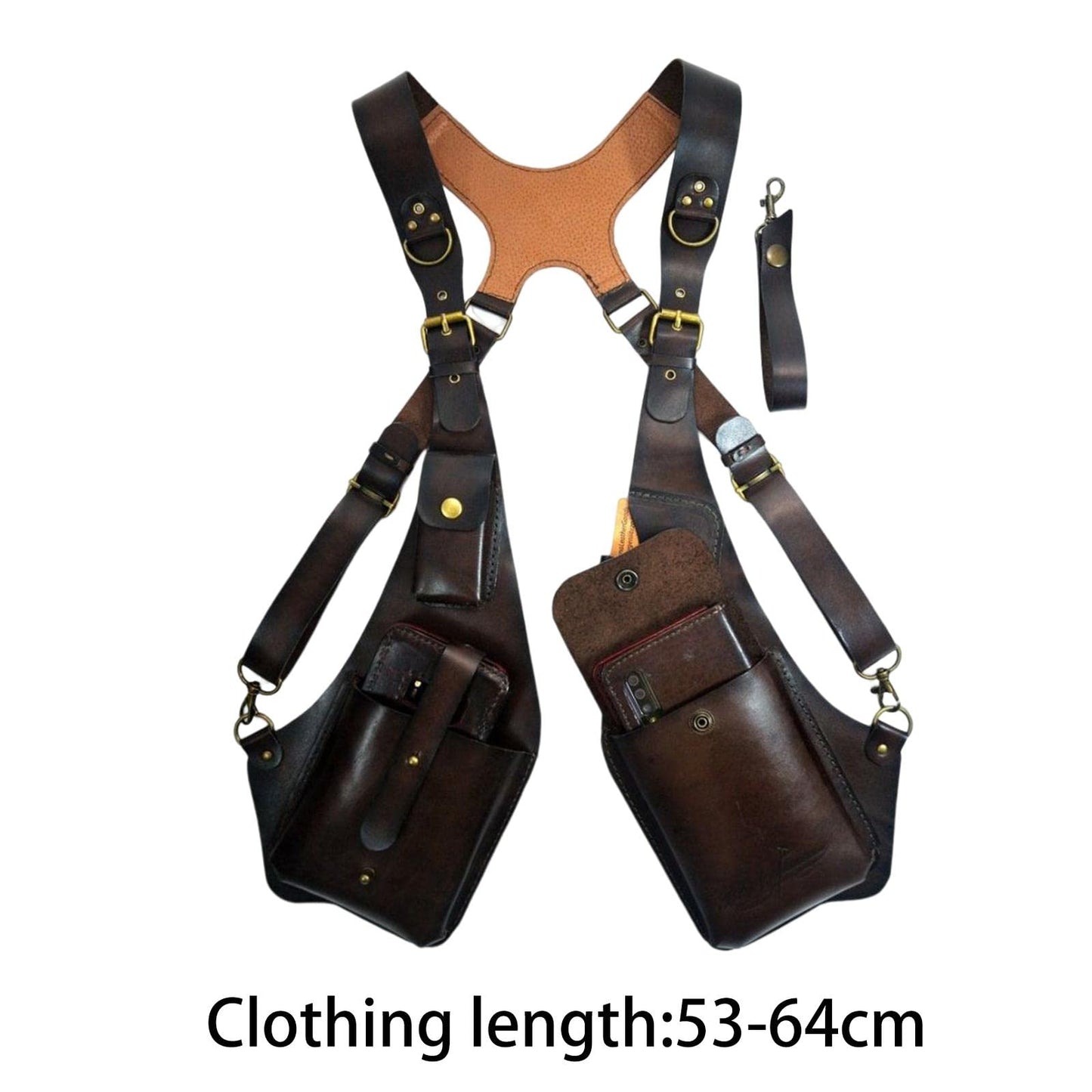 Harilla Bolsa de arnés de Hombro Steampunk, Cartera con Correa, Funda antirrobo para Hombres y Mujeres, para Montar en Bicicleta Deportiva, marrón