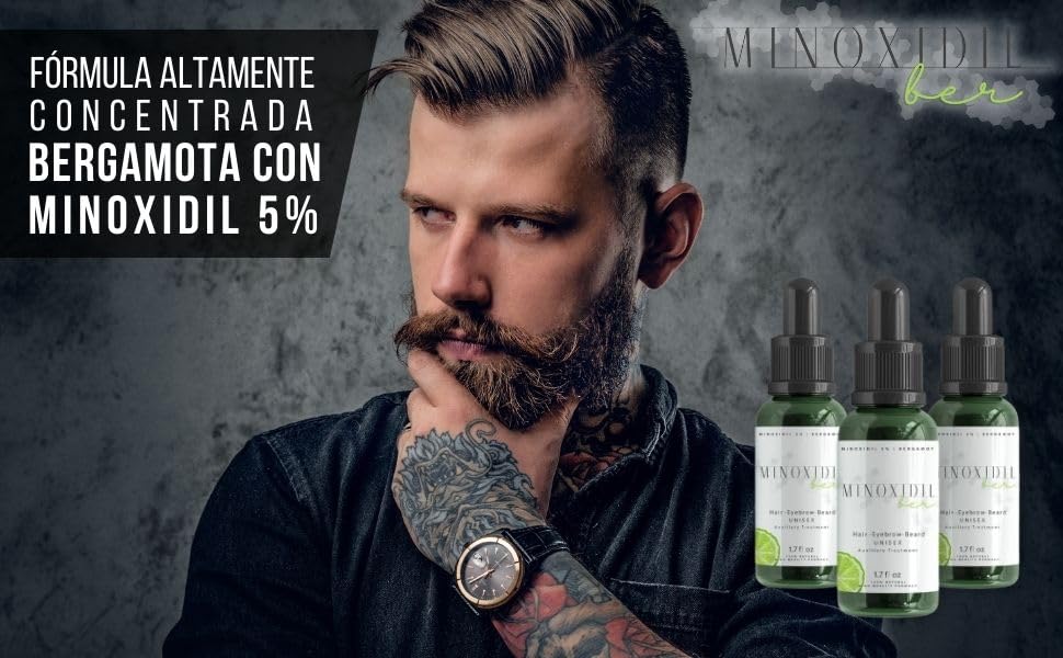 Tratamiento para Barba y Cabello Minoxidil MINOXIDILBER Bergamota Concentrado Set 2 Botellas