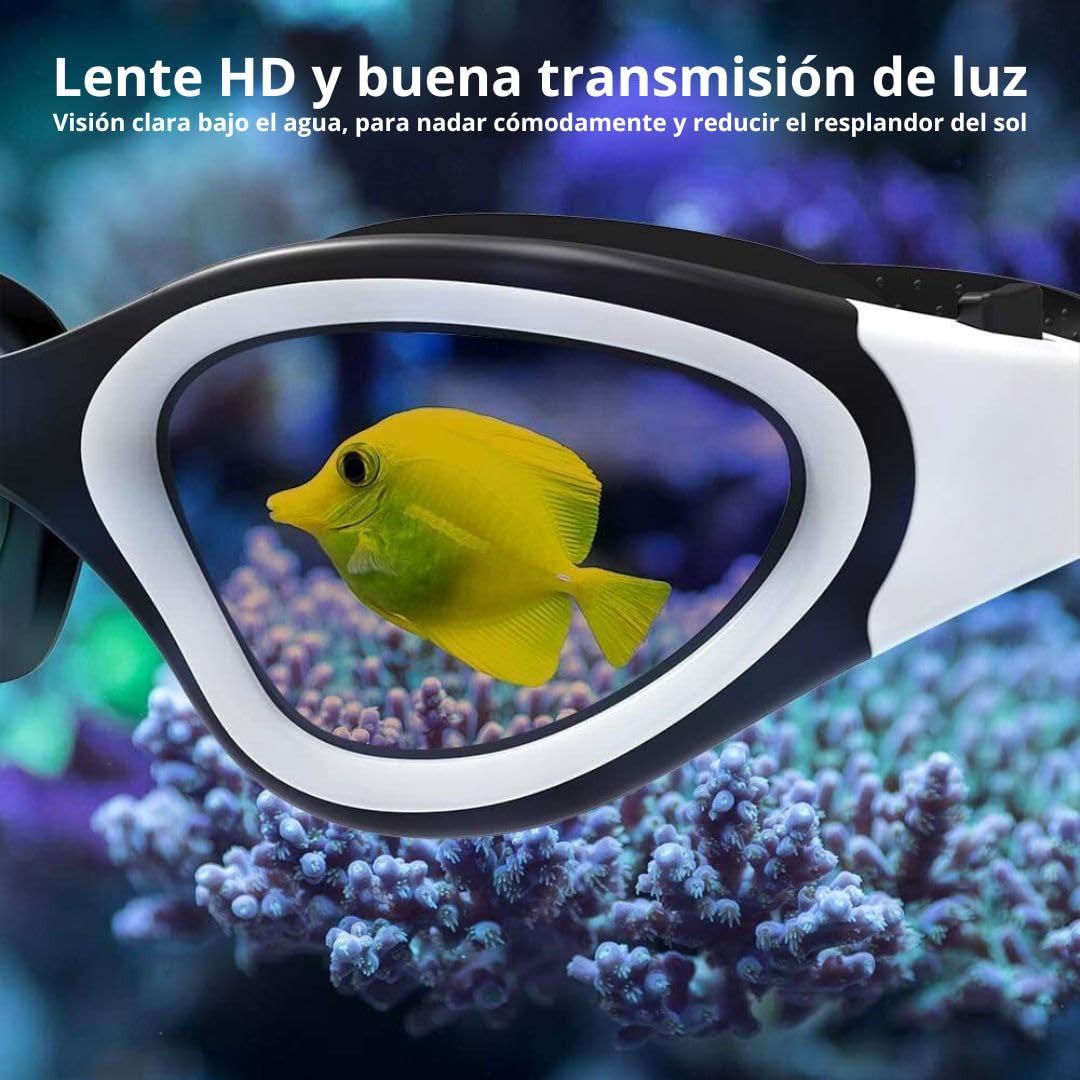 Hirola Goggles de Natación Polarizadas, Gafas Anti Empañamiento Profesionales para Adultos, Hombres y Mujeres (Blanco)