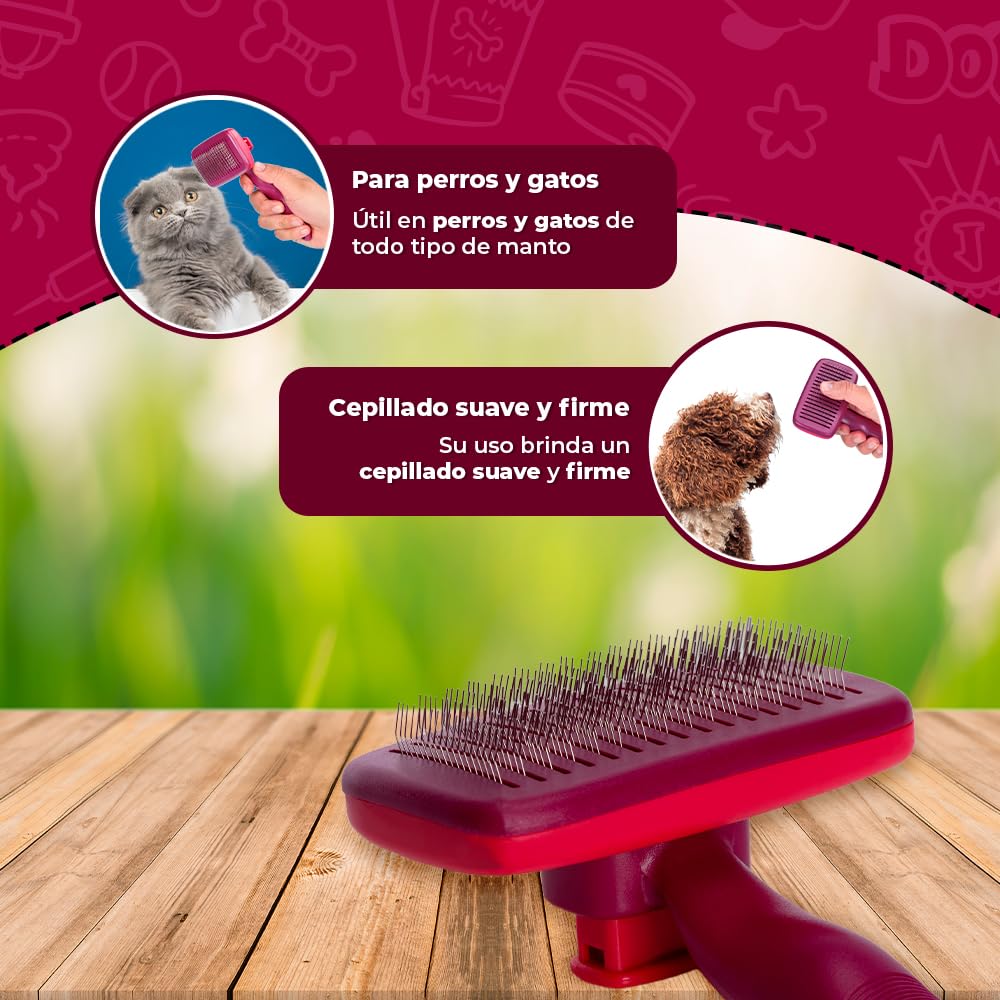 Fancy Pets Carda Cepillo con Botón de Autolimpieza para Perros y Gatos Tamaño Chico