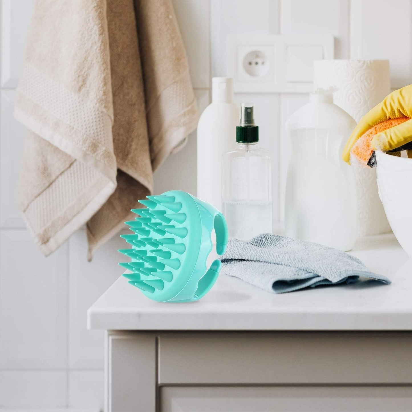 Masajeador de Cuero Cabelludo VERALY.MX Negro con Cerdas de Silicona para Crecimiento del Cabello y Eliminación de Caspa en Seco y Húmedo