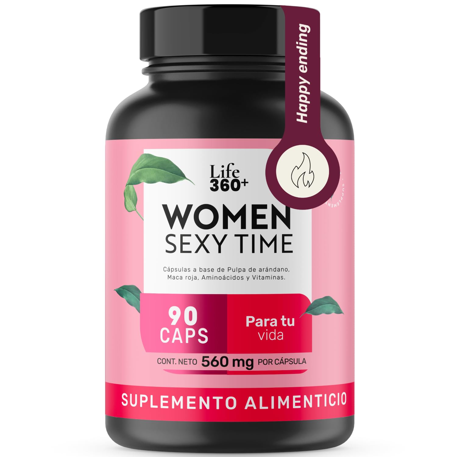LIFE 360+ Women Sexy Time | 90 Cápsulas | Maca Roja, L-Tirosina, Vitaminas, Pulpa de Arándano, | Suplemento Alimenticio Maca Roja| 90 Cápsulas | Explora nuevas sensaciones | 45 porciones