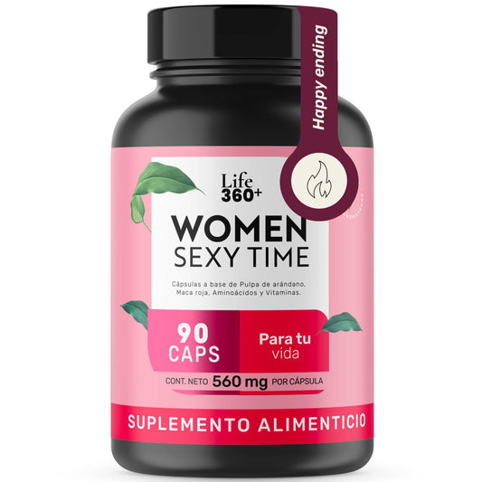 LIFE 360+ Women Sexy Time | 90 Cápsulas | Maca Roja, L-Tirosina, Vitaminas, Pulpa de Arándano, | Suplemento Alimenticio Maca Roja| 90 Cápsulas | Explora nuevas sensaciones | 45 porciones