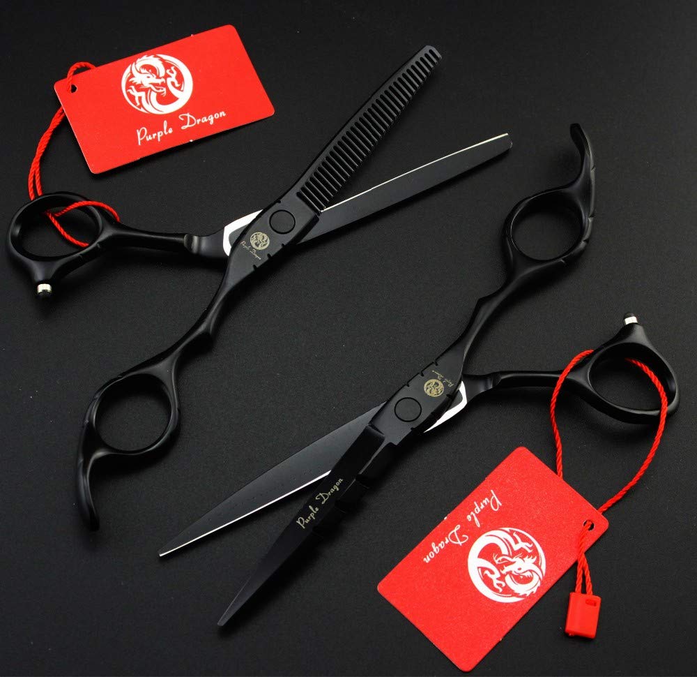 Tijeras de Peluquería Profesional de 15,24 cm con Bolsa, Acero Inoxidable, Negro, 13.97 cm