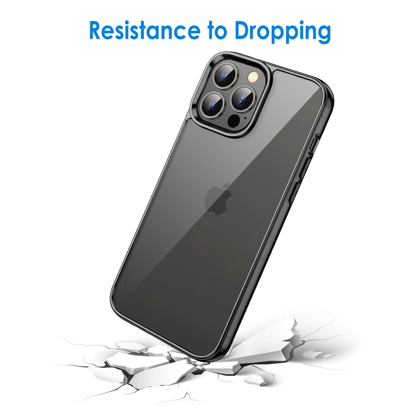JETech Funda para iPhone 13 Pro MAX 6,7 Pulgadas, Anti-Amarillo Carcasa de Parachoques Prueba Golpes, Respaldo Transparente Antiarañazos (Negro)