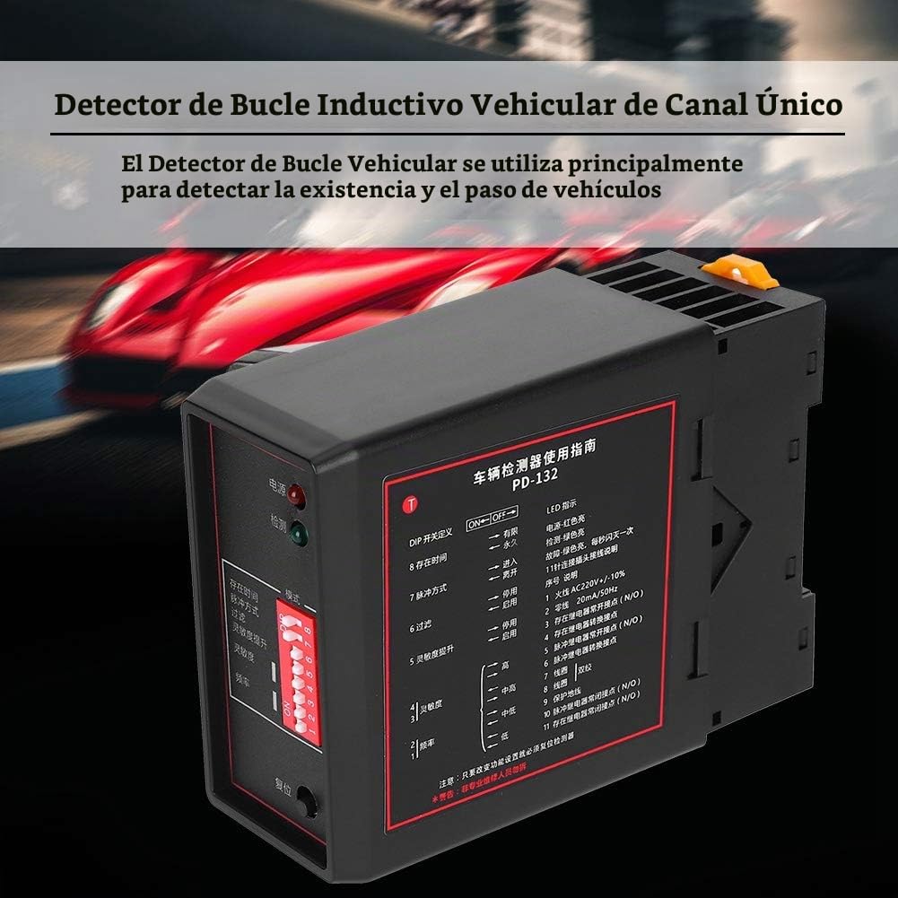 Detector de Bucle Inductivo Fafeicy Negro de un Solo Canal para Control de Acceso y Seguridad en Estacionamiento