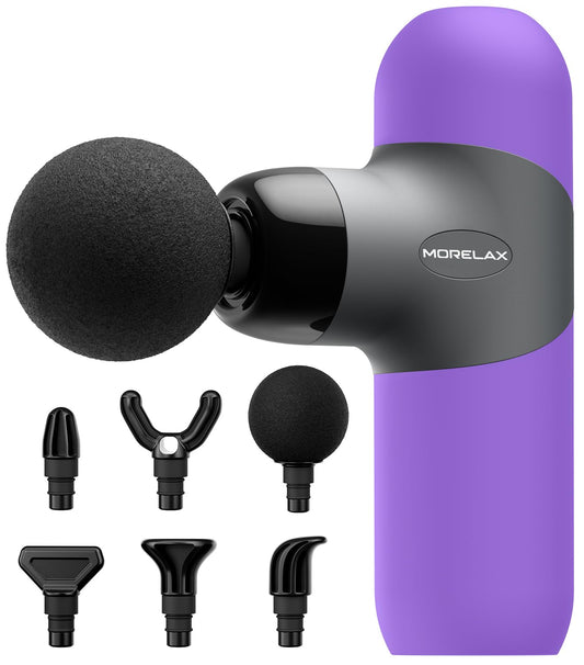 Morelax Mini Pistola De Masaje Portátil De Percusión Muscular De Tejido Profundo, Masajeador Deportivo Eléctrico De Mano Con 6 Cabezales De Masaje Y 4 Velocidades, El Mejor Regalo.