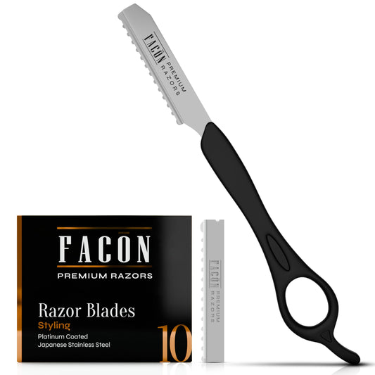 Maquinilla de afeitar profesional de Facón para estilizar el cabello y texturizar el cabello + 10 cuchillas de repuesto