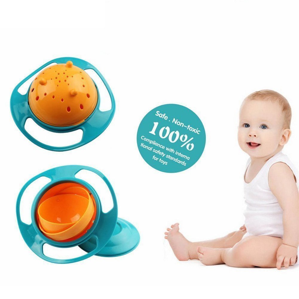 Berry President Magic Bowl de rotación de 360 grados resistente a derrames con tapa para bebés y niños pequeños (rosa, azul y verde)