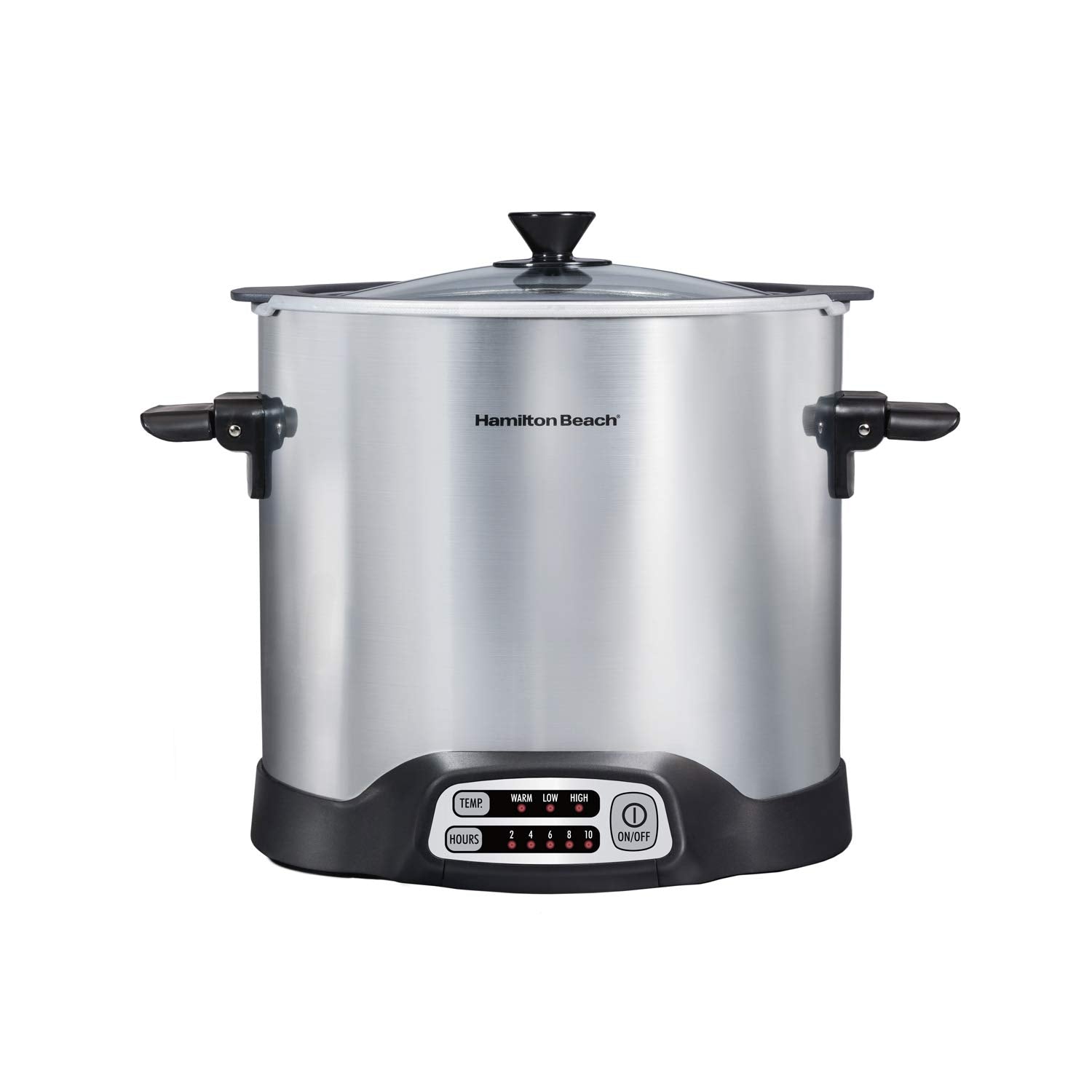 Hamilton Beach Sear & Cook - Olla de cocción lenta con olla segura para estufas, gran capacidad de 10 cuartos de galón, programable, plata (33196)