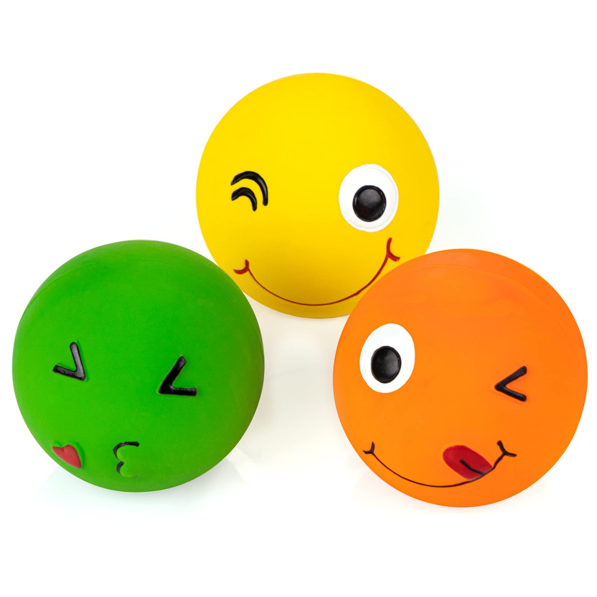 Chiwava 3 Paquetes 2,8 Pulgadas Juguete de látex para Perro chillón Bolas de Cara Sonriente Juego Interactivo de búsqueda para Perros pequeños y medianos
