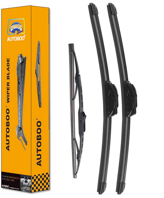 AUTOBOO - Limpiaparabrisas delantero de 56 y 51 cm y trasero de 28 cm, paquete de 3