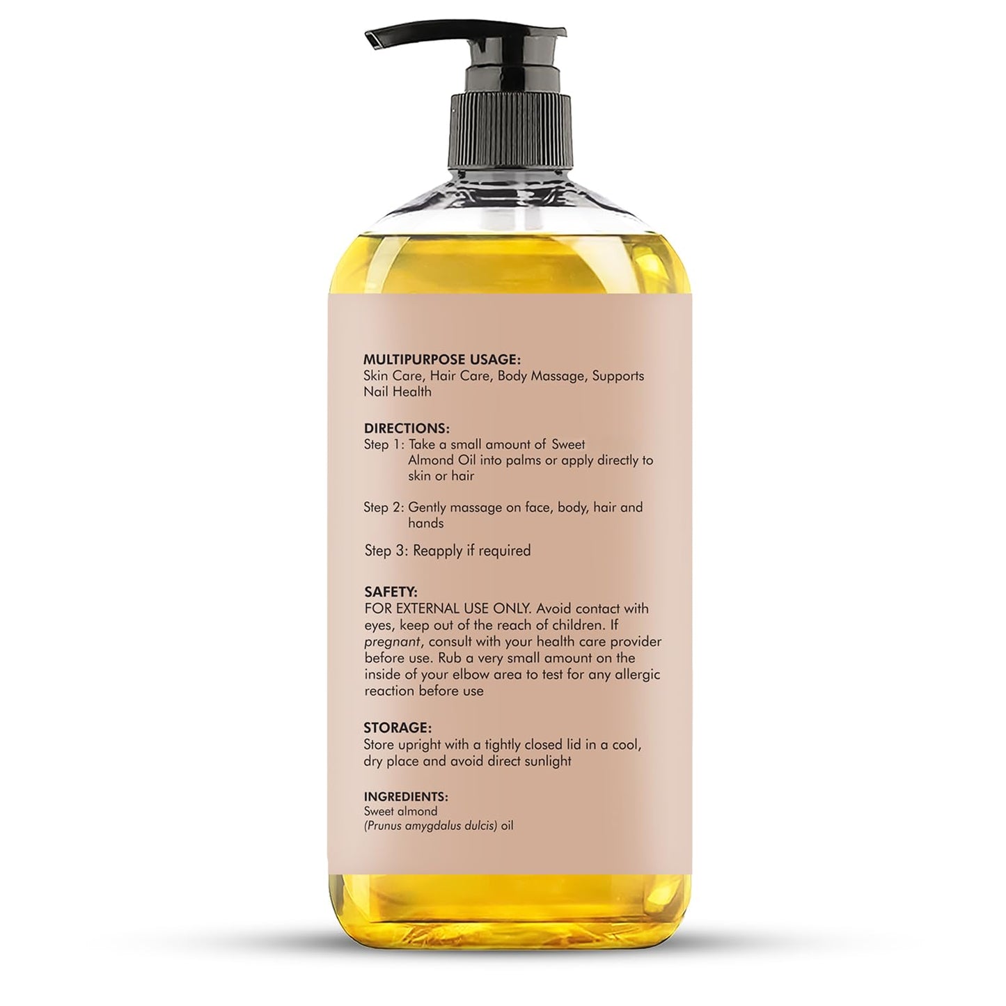 MAJESTIC PURE USDA Organic Sweet Almond Oil | Cold Pressed Oil Sweet Almond Oil for Skin, Face, Nails, Hair, Scalp & Massage | 8fl oz