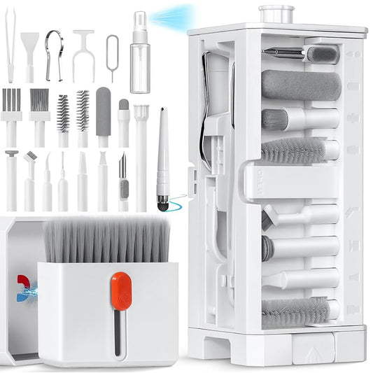 Kit de Limpieza Multifuncional, 32 en 1, Herramientas Portátiles para Teclados, Pantallas, Teléfonos Móviles, Audífonos y Cámaras, Incluye Cepillos y Paños, Ideal para Dispositivos Electrónicos