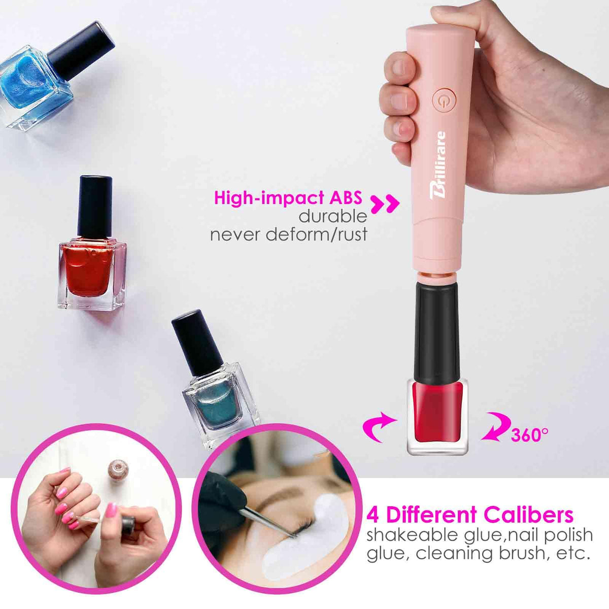 Mezclador de Esmalte de Uñas BRILLIRARE Eléctrico con Co para Suministros de Extensiones de Pestañas