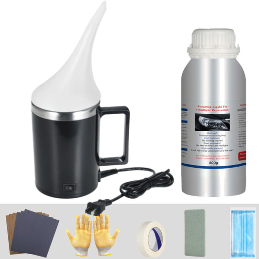 Kit de Restauración de Faros Delanteros de Coche, 600 ml de líquido para reparación de faros amarillento,Renovación de Arañazos de Lente con Vapor para Eliminar Amarilleo Rasguño Oxidación Neblina