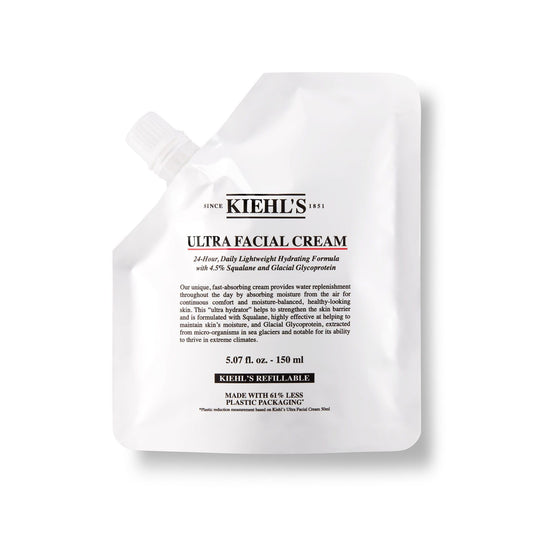 Kiehl's Ultra Facial Face Cream, hidratante facial ligero no graso que deja la piel 2.3 veces más hidratada al instante, fortalece la barrera de la piel, Sin Alcohol, Con 4.5% de Escualano, Refill de 150 ml