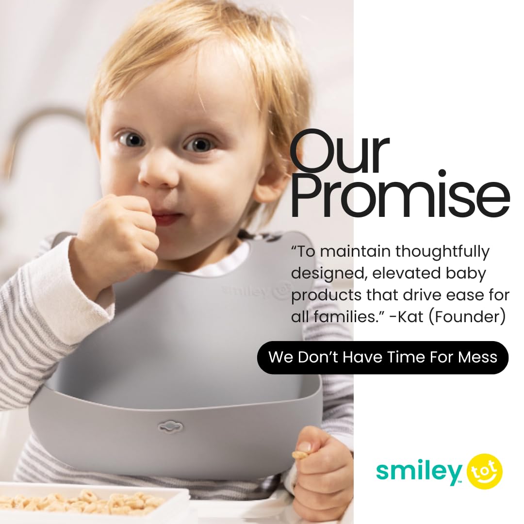SmileyTot - Babero de silicona para bebé, sin BPA, duradero, para bebés y niños pequeños Impermeable y ajustable. (Rose Bud)
