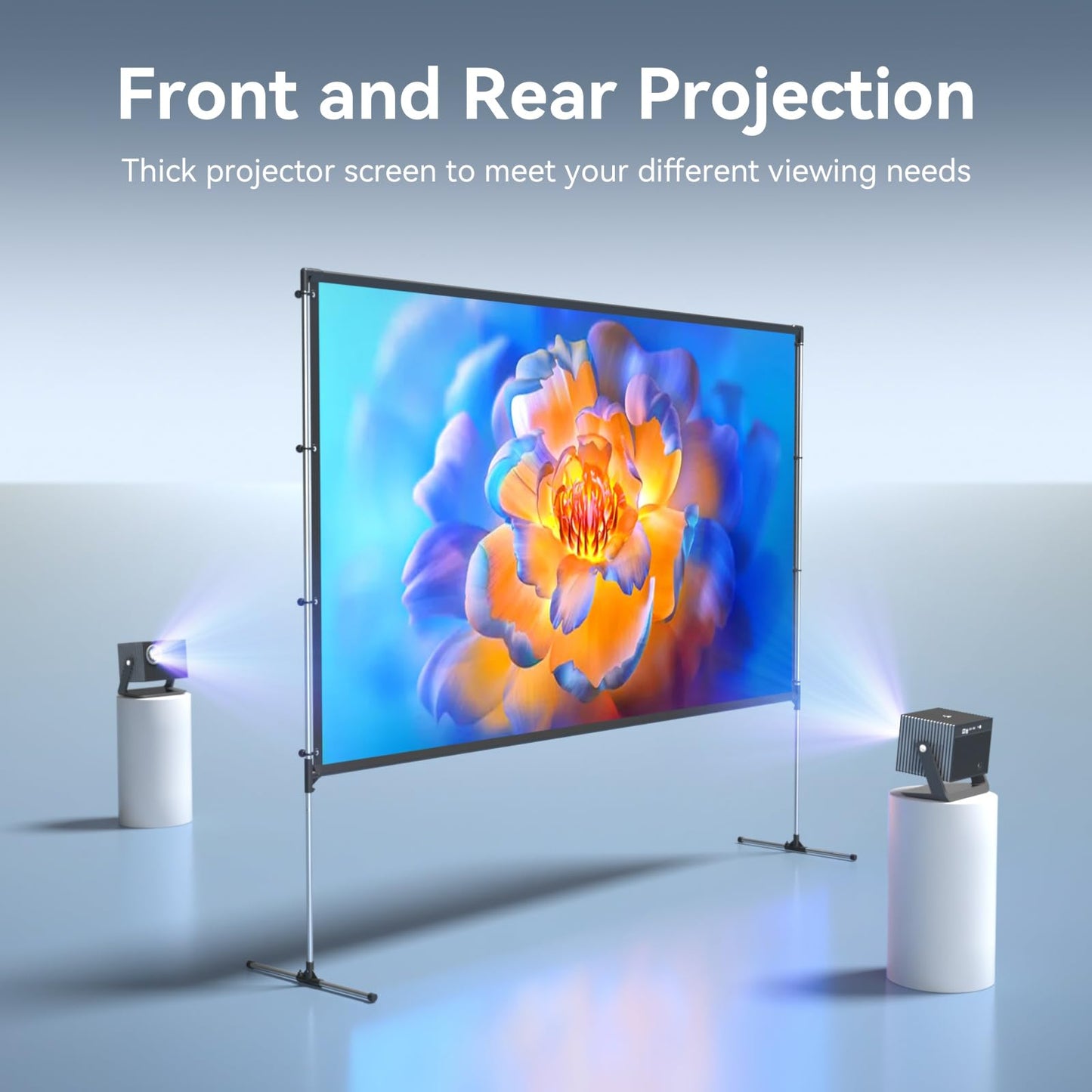 BladeCine- visualización de proyector portátil de 120 pulgadas para interiores y exteriores, visualización de proyector 16:9 4K HD sin arrugas, visualización de película ligera con bolsa de transporte