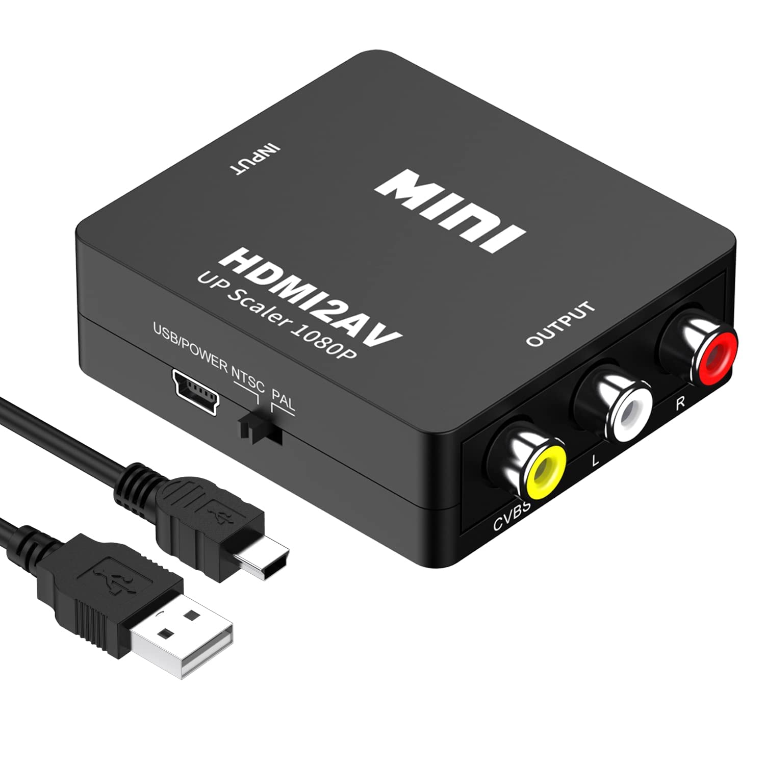 Uplayteck HDMI a AV Convertidor, HDMI a RCA Adaptador, 1080p HDMI a AV 3RCA CVBs Video Compuesto Adaptador de Audio paraTV/VHS/VCR/DVD/PC/Blue-Ray DVD