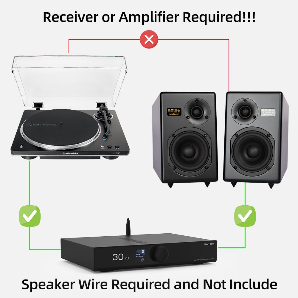 S.M.S.L - Sistema de altavoces pasivos Tabebuia para estantería, controladores Wavecor personalizados, 100 W por canal, respuesta de 56 Hz-32 kHz, distancia de pared ajustable con picos (par) (rojo)