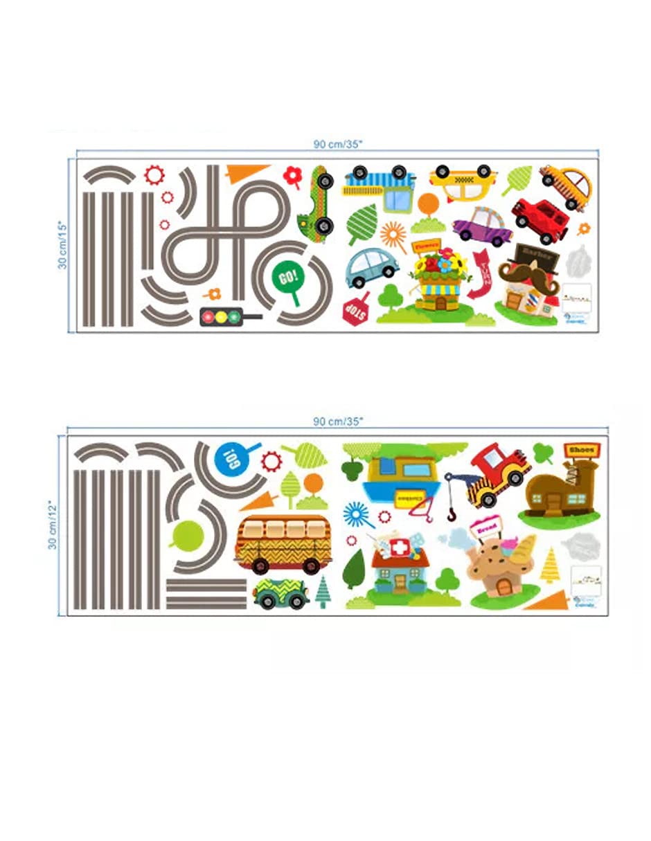 DaraBaby | Vinil Decorativo Infantil Pista Autos Carritos | Decoración de Pared para Habitación