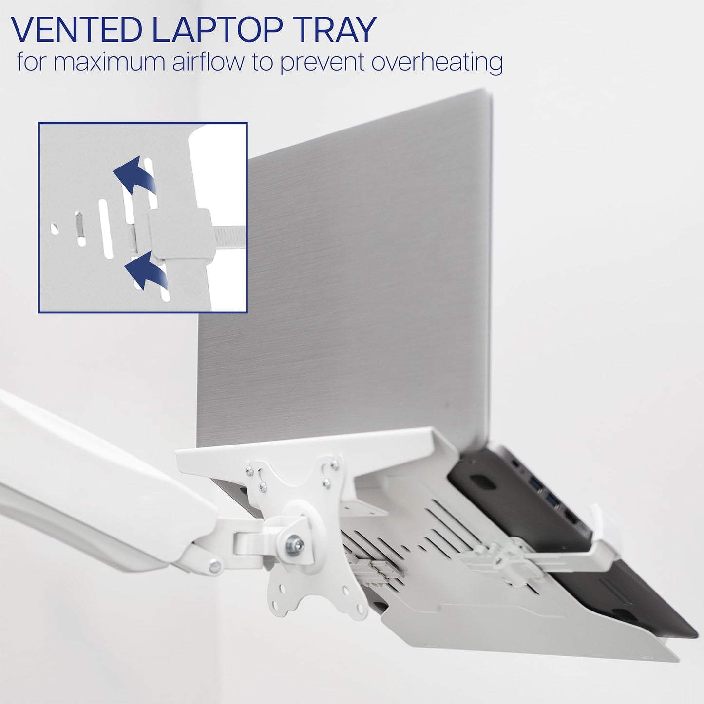 Soporte de Pared para Portátil Vivo Blanco con Brazo Neumático Ajustable
