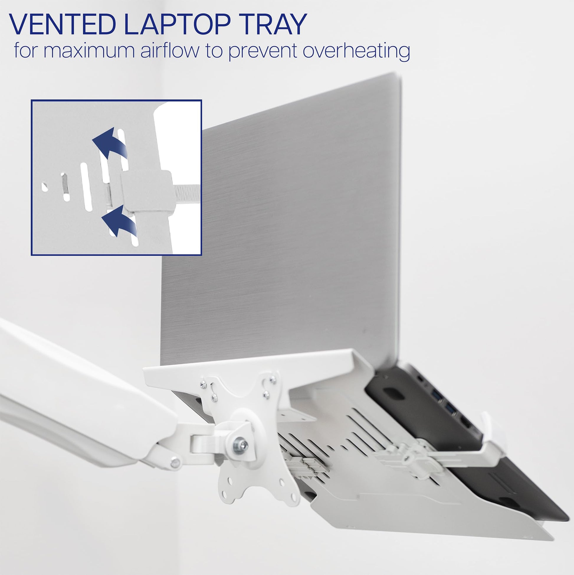 Soporte de Pared para Portátil Vivo Blanco con Brazo Neumático Ajustable