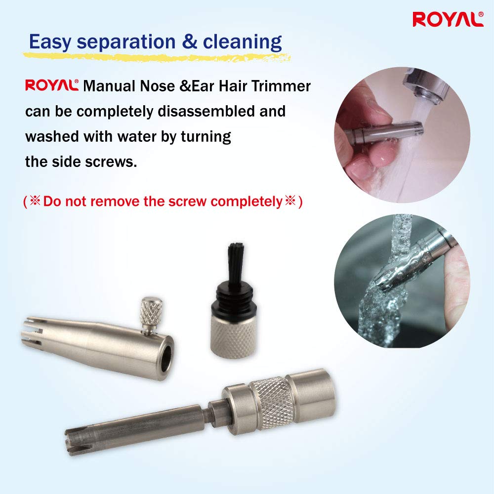 Real Premium - Recortadora de pelo para nariz "Silver Bullet", manual, sin batería, inoxidable, impermeable, sin dolor, con mecanismo patentado ET-3