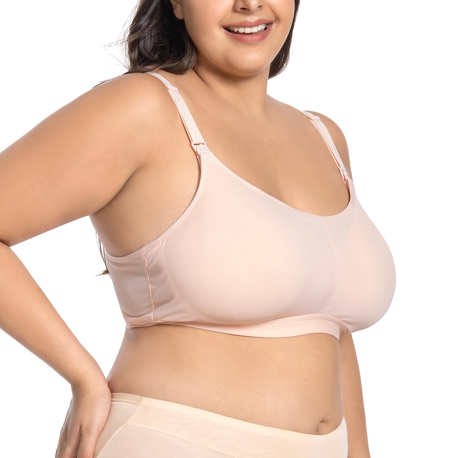 brasier de lactancia de talla grande con almohadillas para orejas integradas, no extraíbles para mujeres grandes, brasier de lactancia grande, brasier de maternidad, pecho grande, negro, gris, rosado,