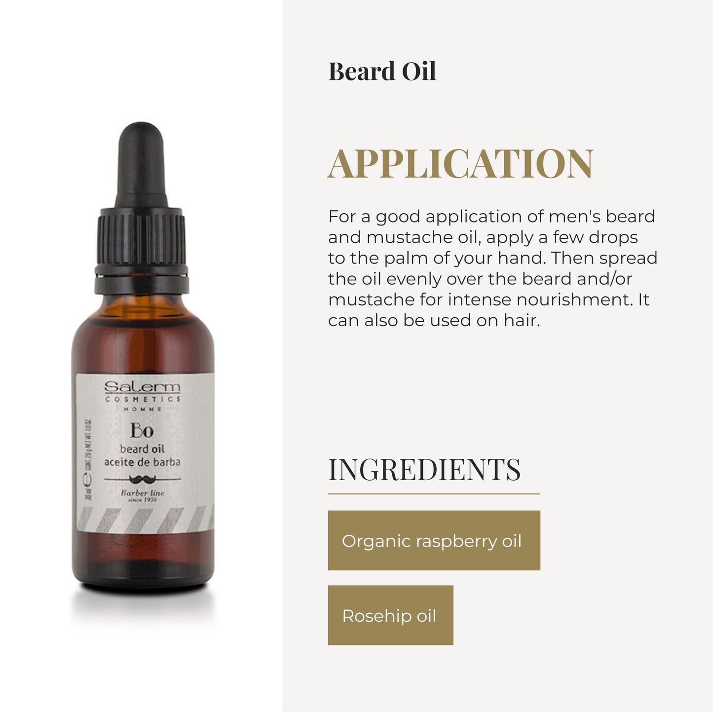 Salerm Homme Beard Oil, 1.0 Ounce/30 ML