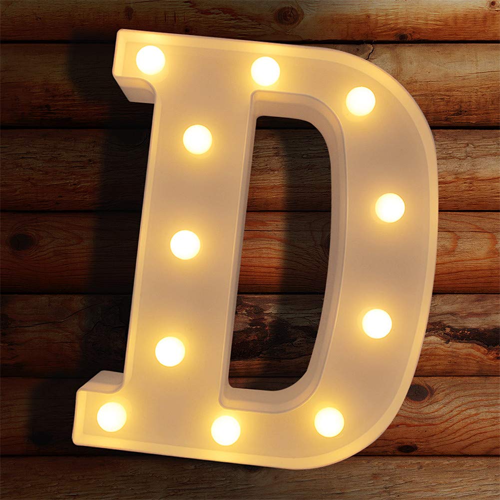 Letras Iluminadas con Luces LED VITI D para Decoración de Pared y Bodas