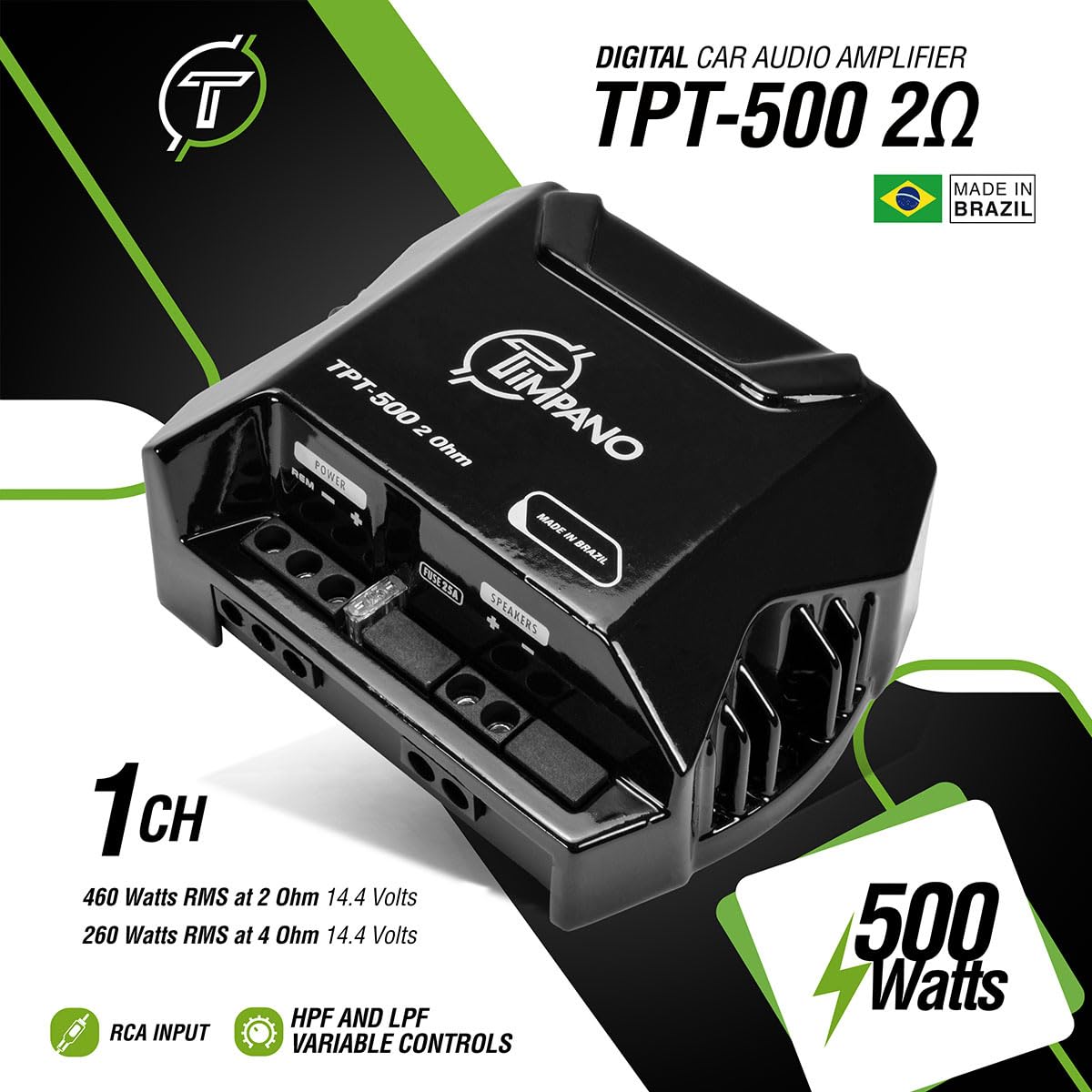 Amplificador de Audio TIMPANO Compacto 2 Ohmios de Rango Completo para Coche