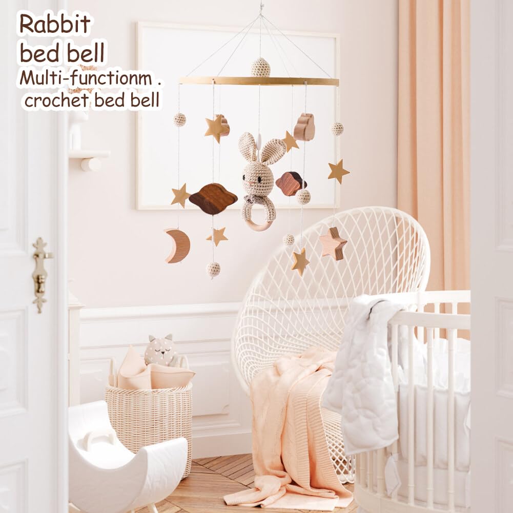 Decoración de cuarto de bebé, móvil para cuna, diseño de conejo, decoración de guardería, móvil para moisés, colgante de guardería y techo